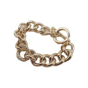 Victoria's Secret Bracelet Gold Tone Curb Chain Rhinestone Fashion